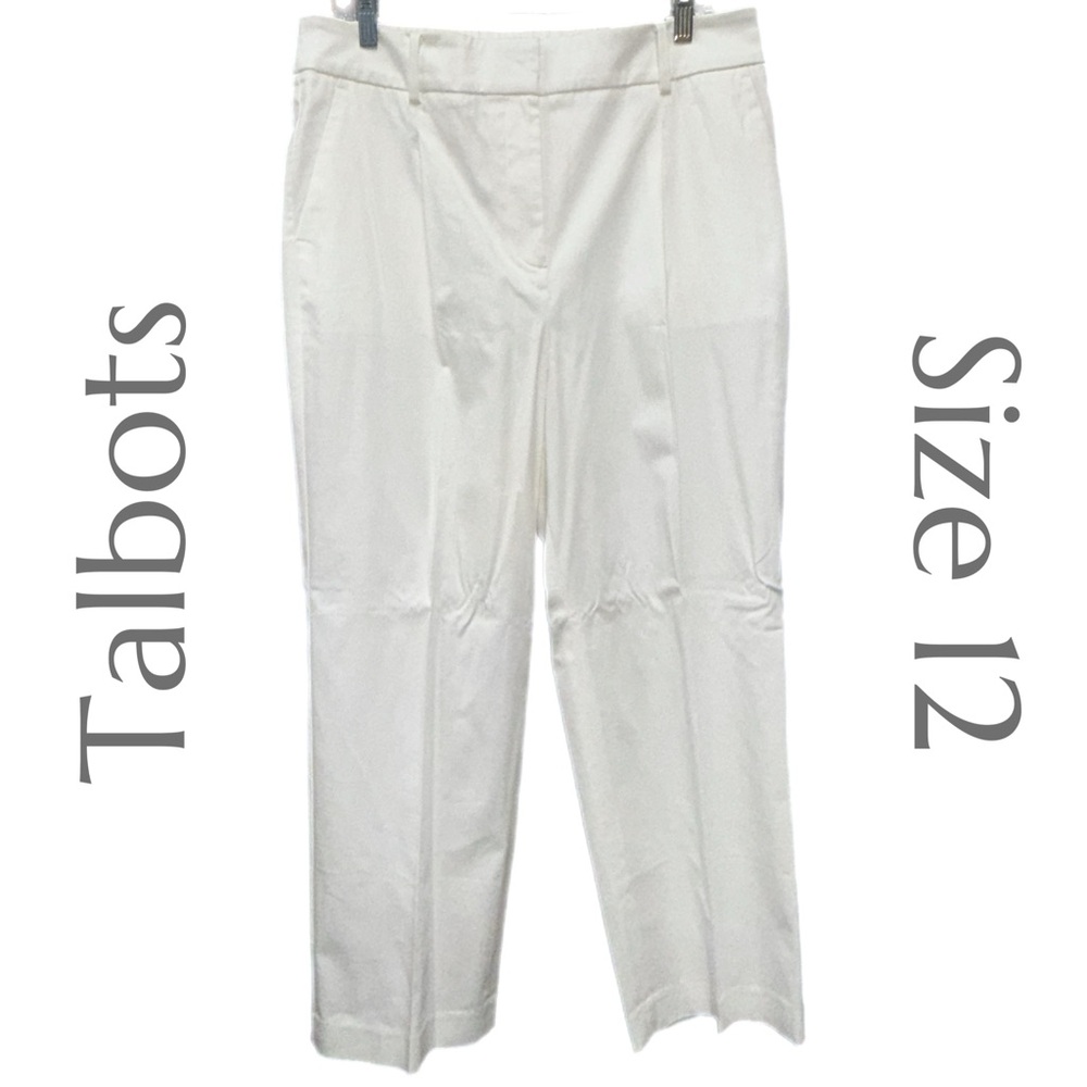 Talbots - Bristol Pant - White High Waist Straight Leg Ankle Length - Size 12